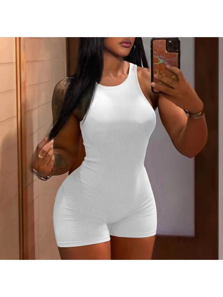 Solid Color High Rise Bodycon Rompers